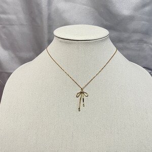 Collier Vintage Sterling FM 79 - Pendentif Nœud Ruban En Cristal Facetté, Argent 925 - Longueur 18 Pouces