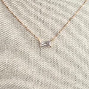 Kleine Rechteckige Zirkonia Moderne Halskette, CZ Halskette für Frauen, Quadratische Kubische Halskette für Geschenk
