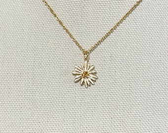 Schöne Gänseblümchen-Blumen-Halsketten-Tanne Mädchen und Frauen, Goldblumenhalsketten-Geschenk, nette Gärtnerhalskette