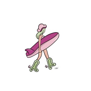 Printable Surf Art | Surf Cowgirl | Decor for Surfers Western Art Surf Printable Download Art Poster Digital Cowgirl Surf Gift