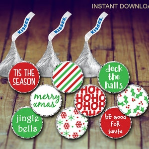 Christmas Hershey Kiss Stickers, Christmas Teacher Gift, Christmas Sticker, Christmas Candy, Christmas Party, Secret Santa, Christmas Favor