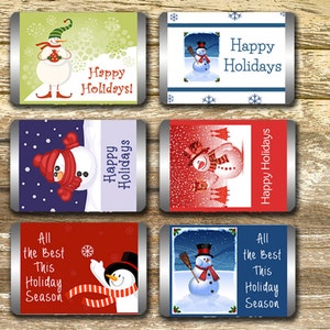 Mini Candy Bar Wrapper, Christmas Candy, Snowman Candy Wrapper, Christmas Wrapper, Holiday Gift Tag, Christmas Teacher Gift, Christmas Favor