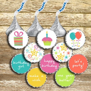 Hershey Kiss Stickers - Birthday Girl, Birthday Kisses, Birthday Stickers, Girl Birthday Kisses, Birthday Party Favors, Hershey Kisses Label