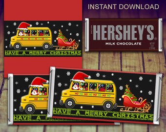 Carta per barrette di cioccolato natalizie - Regalo per autista di autobus, bomboniera natalizia (PDF digitale)
