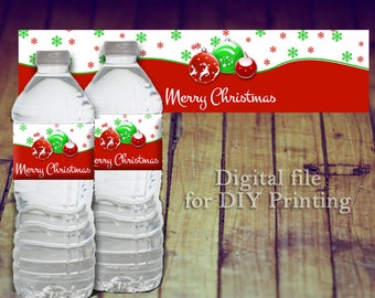 Water Bottle Labels, Christmas Water Bottle Labels, Christmas Party, Christmas Favors, Christmas Printables, Christmas decorations