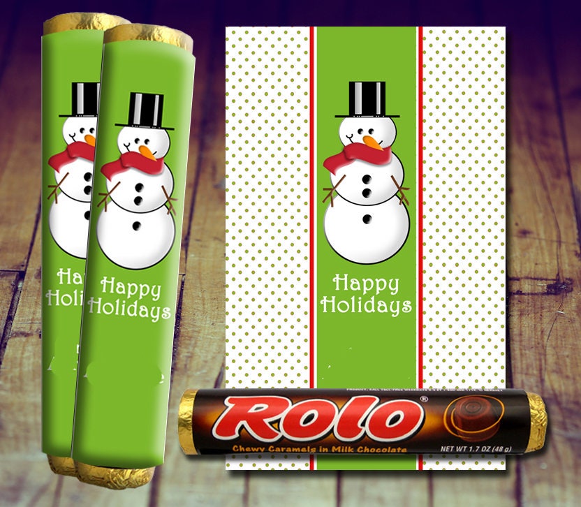 Christmas Candy Wrapper - Rolo Candy Wrapper, Snowman Rolo Wrapper ...