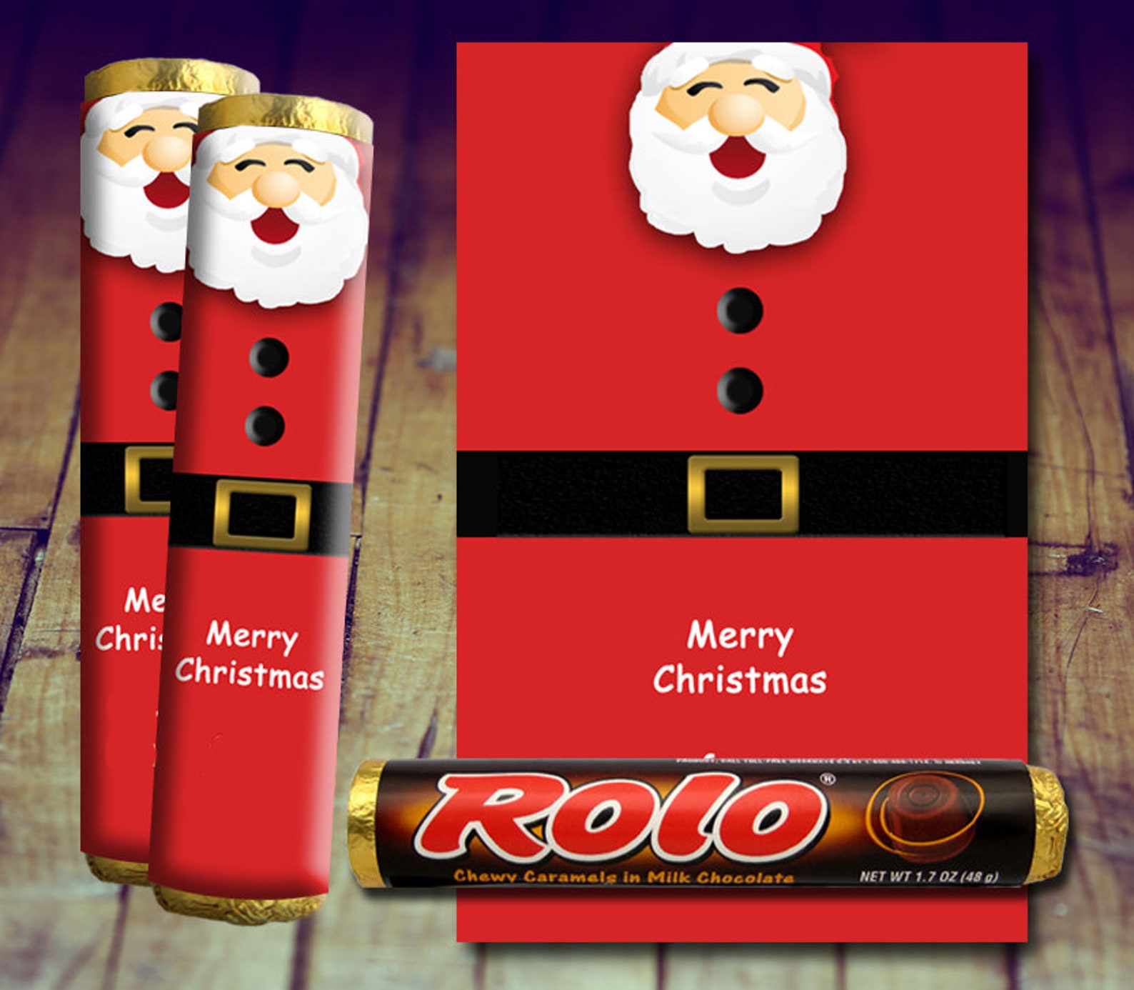 Christmas Candy Wrapper Rolo Candy Wrapper Santa Rolo Etsy Canada
