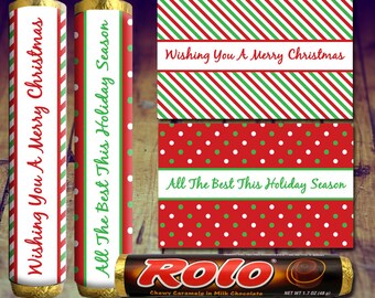 Envoltorio de dulces de Navidad - Envoltorio de dulces Rolo, Envoltorio de Navidad, Dulces de Navidad, Regalo de maestro de Navidad, Papá Noel secreto, Fiesta de Navidad