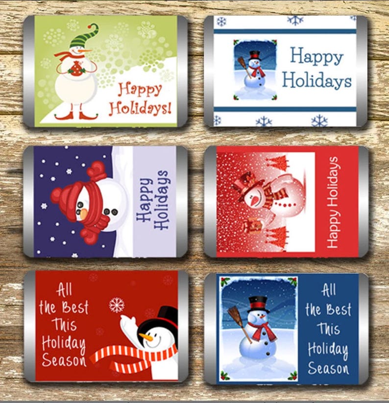 Mini involucro per barrette di cioccolato a forma di pupazzo di neve - regalo di Natale per insegnanti, bomboniera di Natale (PDF digitale) immagine 2