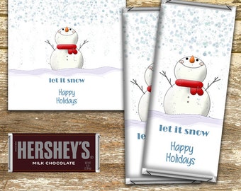 Snowman Candy Bar Wrappers - Christmas wrapper, teacher gift, Christmas favour (digital PDF)
