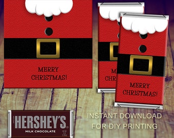 Santa Candy Bar Wrappers, full sized (instant download)