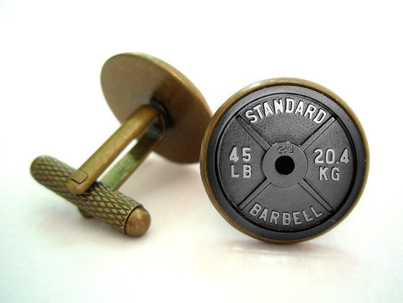 Barbell Weightlifting Cufflinks Antique.bronze./.Silver.tone Etsy