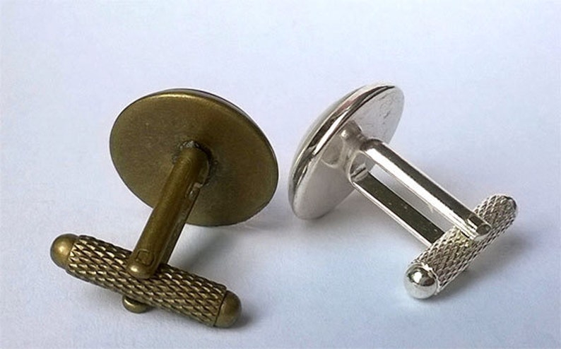 Antique.bronze..Silver.tone Camouflage Cufflinks