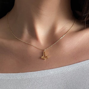 Viking Mjölnir Necklace • Feminine + Delicate Thor's Hammer Pendant • Layer with Elder Futhark Runes • Minimalist Nordic Jewelry for Women