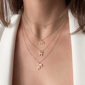 Zodiac Layering Necklace • Feminine + Delicate Astrology Sign Pendants • Horoscope + Divination • Minimalist Celestial Jewelry for Women