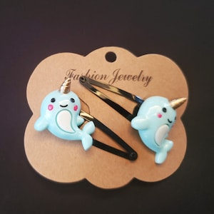 Narwhal Barrette pair, variety of colors