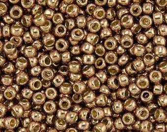 10g Toho Seeds Beads 11/0 Permanent Finish Galvanized Almond TR-11-PF593 size 11 mini rocailles metallic gold golden tiny rocaille