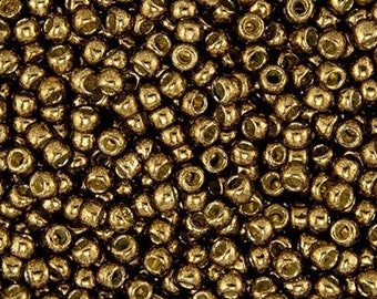 10 g de perles Toho 11/0, finition permanente, galvanisé, bronze TR-11-PF594, taille 11, mini rocailles métalliques, bronze doré, minuscule rocaille