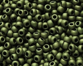 10g Toho Beads 11/0 Metallic Matte Color Dark Olive Green TR-11-617 size 11 mini rocailles 2mm frosted olivine green khaki seed beads