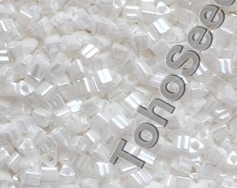 10g Triangle Toho Seeds Beads size 11/0 Opaque Lustered White TG-11-121 Rocailles size 11/0 Pearl White