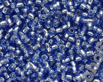 10 g Perles Toho 11/0 bordées d'argent bleu saphir clair TR-11-33 Rocailles Toho taille 11 mini rocailles bleu ciel ligne argent