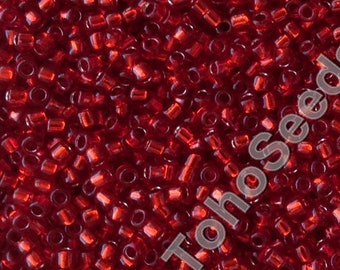 10g Toho seed Beads 15/0 Silver Lined Ruby Red TR-15-25C Rocailles size 15 mini rocailles 1mm tiny rocaille red ruby silver line