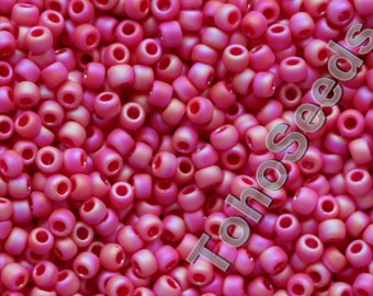 10g Toho Seed Beads 11/0 Rainbow Frosted Cherry Red AB Tr-11-405F Rocailles size 11 Matte Red mini rocailles