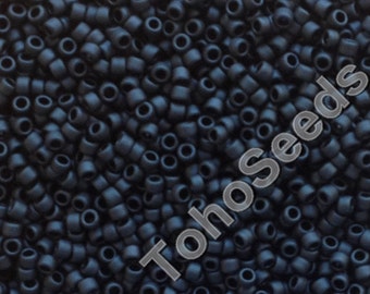 10g Toho Seed Beads size 15/0 Matte Black Frosted Jet TR-15-49F, small rocailles 1mm, tiny black seed bead