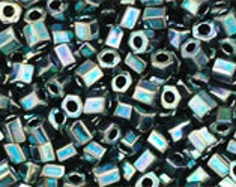 10g Toho Beads Hexagon 11/0 Opaque Metallic Moss Green TH-11-89 2 cut Rocailles size 11 Japanese Seed Beads green