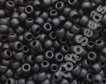 Toho Seeds Beads 6/0 Opaque Frosted Black Jet TR-06-49F Big Toho Rocailles size 6 Matte Black Seed Beads 4mm