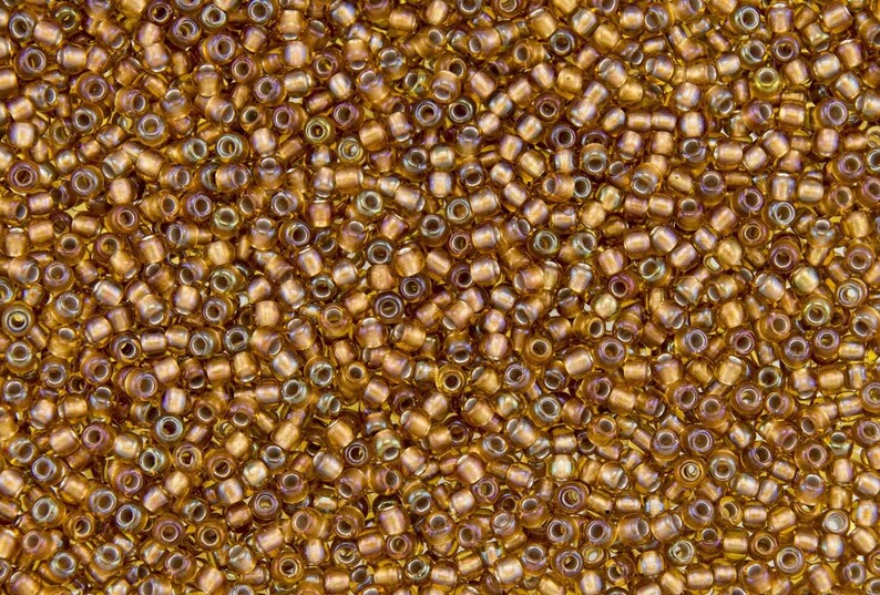 10g Toho Rocailles 110 Gold Lined Topaz Rainbow TR-11-278 Toho Seed Beads size 11 golden amber AB