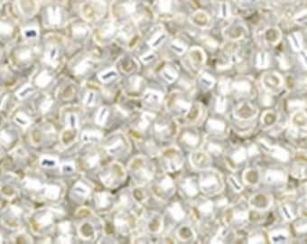 Perle de rocaille Toho 15/0, bordée d'argent, blanc laiteux, 10 g TR-15-2100 rocailles taille 15 rocaille 1 mm