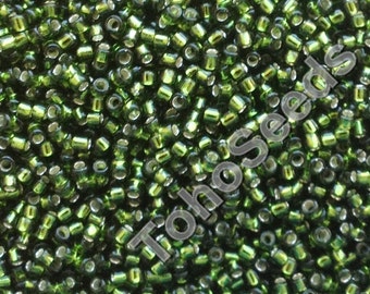 10g Toho seed Beads 15/0 Silver lined Olivine Moss Green TR-15-37 Rocailles size 15 Mini rocaille 1mm dark green