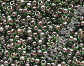 10g Toho Seeds Beads 11/0 Emerald Fuchsia Lined TR-11-250 Japan seed bead size 11 green pink mini rocailles