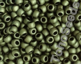 10g Toho Seeds Beads 6/0 Metallic Matte Color Dark Olive Green TR-06-617 Big Rocailles size 6 Metallic Frosted Moss Green