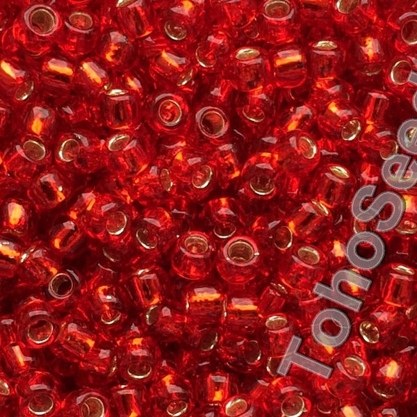 Perle de rocaille Toho Beads 8/0, bordée d'argent, rouge rubis du Siam, 10 g TR-08-25B Rocailles taille 8 rouge