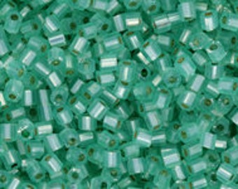 10g Toho Hexagon Beads 11/0 Silver Lined Lt Peridot Green TH-11-2118 2 cut Rocailles size 11 Japanese Seed Beads