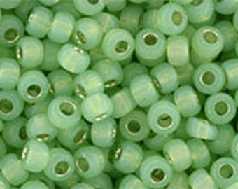 10g Toho Seeds Beads 08/0 Silver Lined Milky Peridot Green TR-08-2103 Japan Toho Rocailles size 8 Opal Pale Green Silver Line