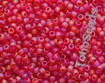 10g Toho Seeds Beads 11/0 Rainbow Frosted Ruby Red AB TR-11-165F Mini Small 2mm Toho Rocailles size 11 Matte Red