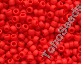 10g Toho Seed Beads 08/0 Opaque Matte Frosted Cherry Red TR-08-45AF size 8 Toho Matte Bright Red Rocailles