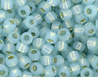 10g Toho Seeds Beads 8/0 Toho Milky Aqua Blue Silver Lined TR-08-2116 Japan Toho Rocaille size 8 Opal Aquamarine Silver Line Rocailles 3mm