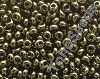 10 g de perles de toho, 3 mm, Magatama, or vert métallique, 3 mm de goutte, rocailles, bronze antique TM-03-422, rocailles du Japon, bronze chocolat, 10 g