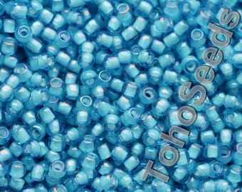 10 g de rocailles de Toho 11/0, couleur intérieure, bleu aqua, doublure blanche, TR-11-931, rocailles, taille 11, bleu