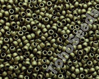 10g Toho Seeds Beads 15/0 Matte Metallic Dark Olive Frosted TR-15-617 size 15 mini rocailles 1mm dark green