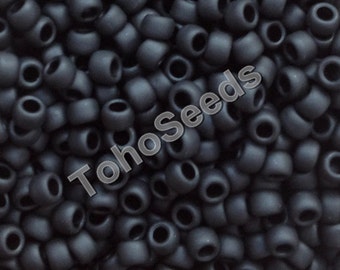 10g Toho Seed Beads 08/0 Matte Black Jet TR-08-49F Rocaille size 8 Frosted Matte Black 3mm Rocailles