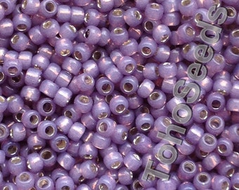 10g Toho Seeds Beads 8/0 Silver Lined Milky Lavender TR-08-2124 Japan Toho Rocailles size 8 Opal Lilac Violet Milky Amethyst Silver Line