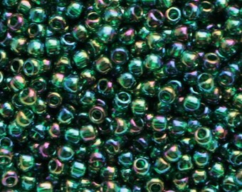 10 g de rocailles Toho 11/0 transparent arc-en-ciel vert émeraude TR-11-179 rocailles Toho taille 11 vert foncé AB petites rocailles 2 mm