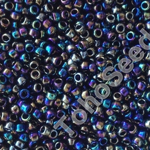 10g Toho Seeds Beads 15/0 Metallic Rainbow Iris TR-15-86 size 15 small mini rocailles 1mm blue rainbow iris image 1