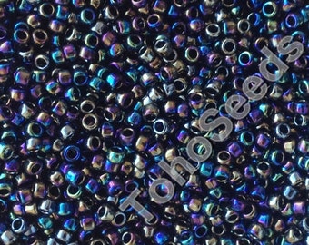 10g Toho Seeds Beads 15/0 Metallic Rainbow Iris TR-15-86 size 15 small mini rocailles 1mm blue rainbow iris