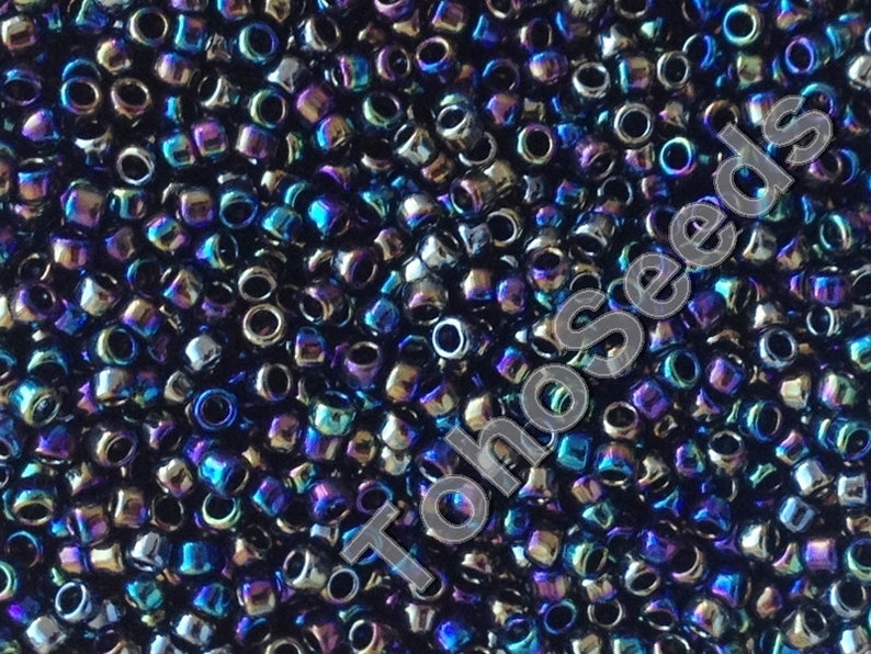 10g Toho Seeds Beads 15/0 Metallic Rainbow Iris TR-15-86 size 15 small mini rocailles 1mm blue rainbow iris image 1